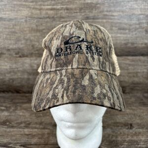 Drake Waterfowl Hat Cap Strap Back Camo Brown Tan Mesh Trucker Hunting Mens